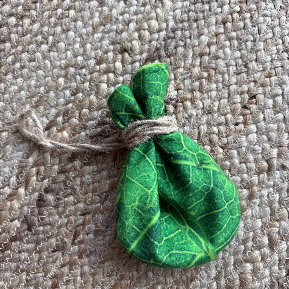 Leaf Print Fabric Pouch Tinkerbell Fairy